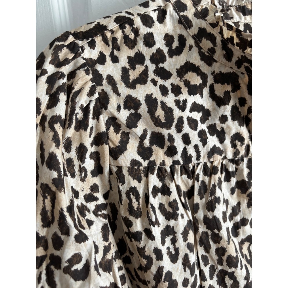 NWT J.Crew Leopard Print Tunic Blouse XXS Oversized Cotton Preppy (fits a small) - Picture 10 of 12